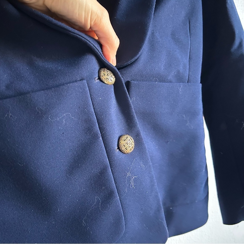 Maje Sz S (36) Navy Tailored Gold Button Elegant Blazer - Picture 9 of 15